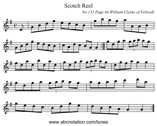 Scotch Reel - staff notation