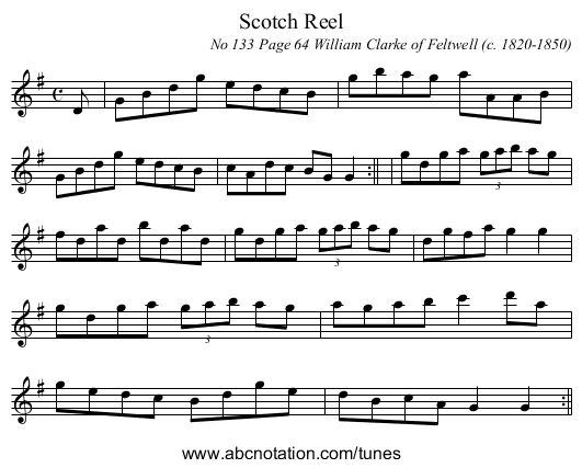 Scotch Reel - staff notation
