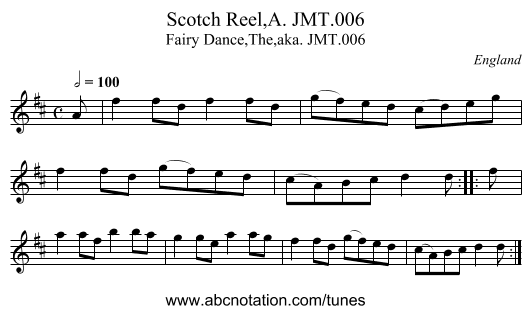 Scotch Reel,A. JMT.006 - staff notation