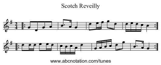 Scotch Reveilly - staff notation