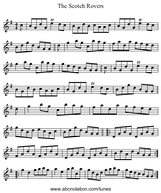 Scotch Rovers, The - staff notation