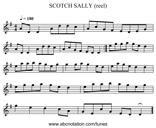 SCOTCH SALLY (reel) - staff notation