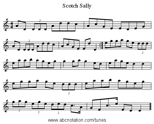 Scotch Sally - staff notation