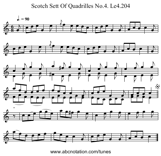 Scotch Sett Of Quadrilles No.4. Le4.204 - staff notation