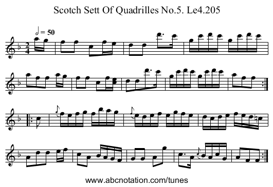 Scotch Sett Of Quadrilles No.5. Le4.205 - staff notation