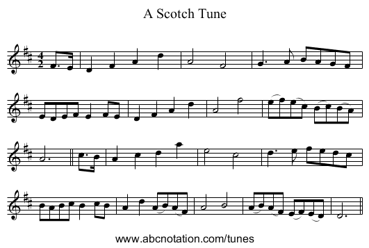 Scotch Tune, A - staff notation