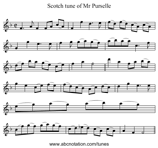 Scotch tune of Mr Purselle - staff notation