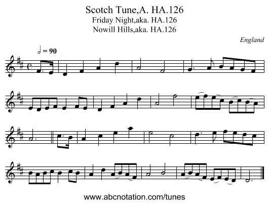 Scotch Tune,A. HA.126 - staff notation