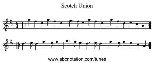 Scotch Union - staff notation