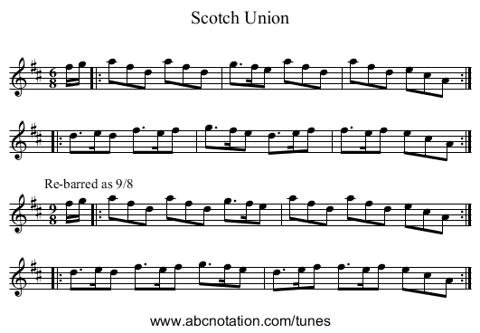Scotch Union - staff notation