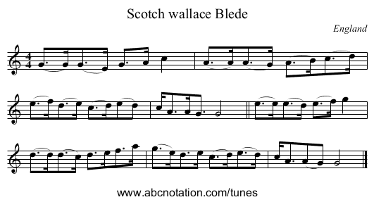 Scotch wallace Blede - staff notation