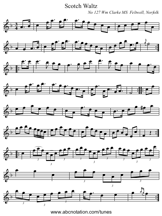 Scotch Waltz - staff notation