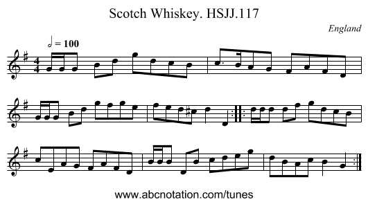 Scotch Whiskey. HSJJ.117 - staff notation