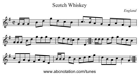 Scotch Whiskey - staff notation