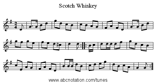 Scotch Whiskey - staff notation