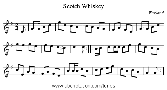 Scotch Whiskey - staff notation