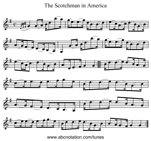 Scotchman in America, The - staff notation