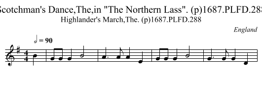 Scotchman's Dance,The,in The Northern Lass. (p)1687.PLFD.288 - staff notation