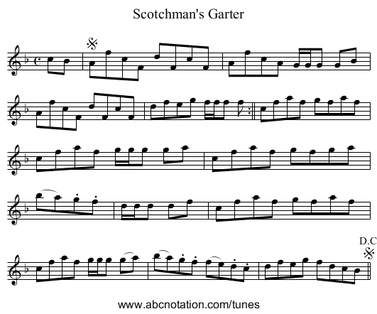 Scotchman's Garter - staff notation