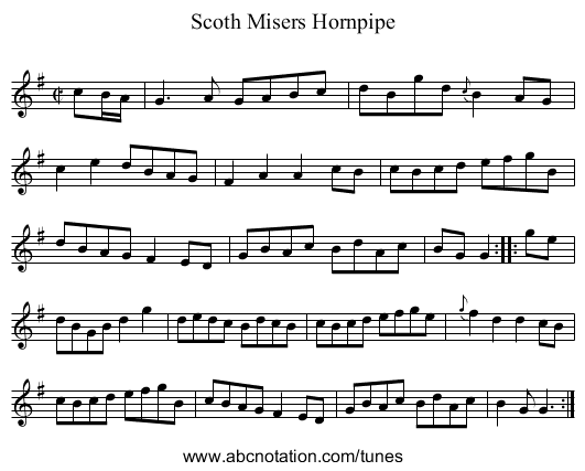 Scoth Misers Hornpipe - staff notation