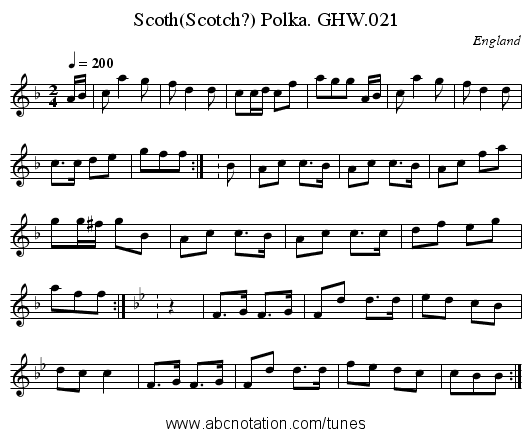 Scoth(Scotch?) Polka. GHW.021 - staff notation