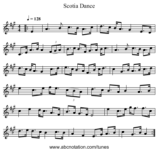 Scotia Dance - staff notation
