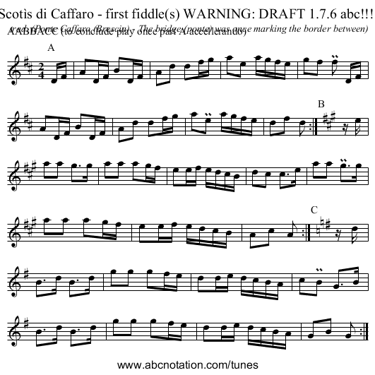 Scotìs di Caffaro - first fiddle(s) WARNING: DRAFT 1.7.6 abc!!!! - staff notation