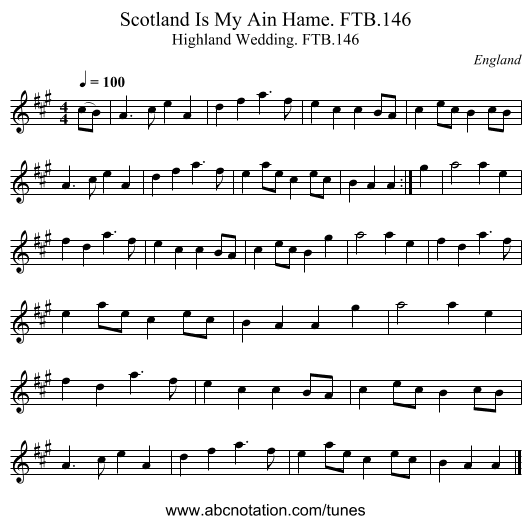 Scotland Is My Ain Hame. FTB.146 - staff notation