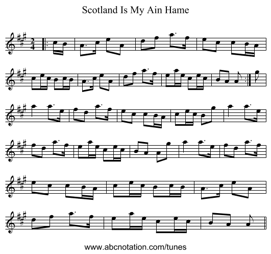 Scotland Is My Ain Hame - staff notation