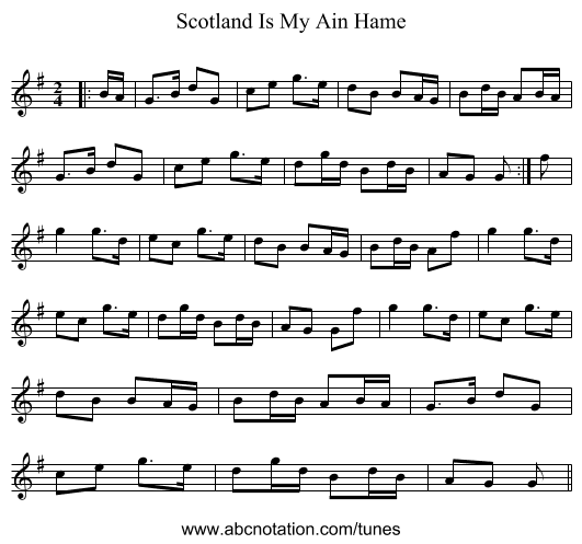Scotland Is My Ain Hame - staff notation