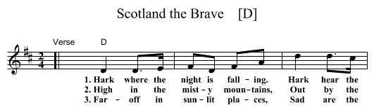 Scotland the Brave    [D] - staff notation