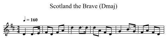 Scotland the Brave (Dmaj) - staff notation