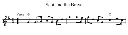 Scotland the Brave - staff notation
