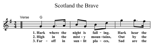 Scotland the Brave - staff notation