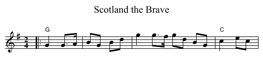 Scotland the Brave - staff notation