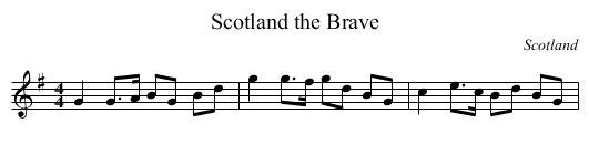 Scotland the Brave - staff notation