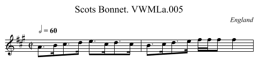 Scots Bonnet. VWMLa.005 - staff notation