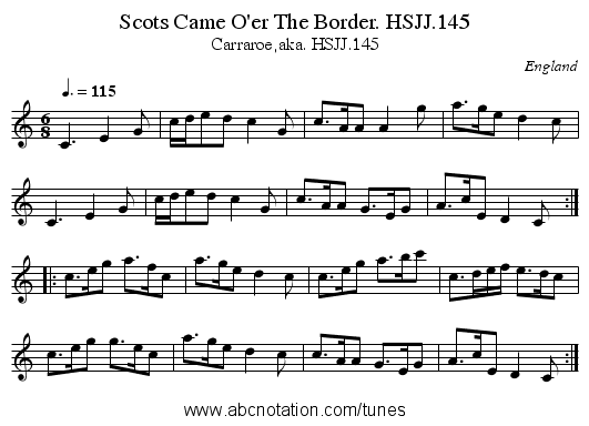 Scots Came O'er The Border. HSJJ.145 - staff notation