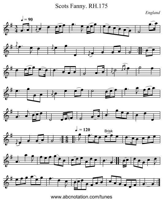 Scots Fanny. RH.175 - staff notation