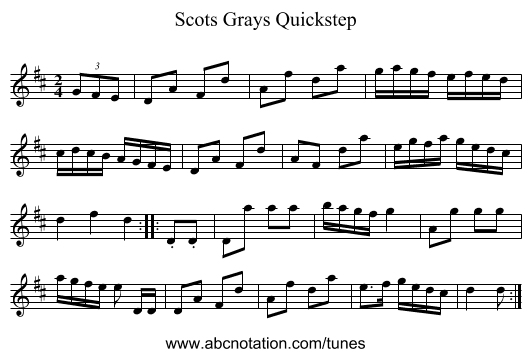 Scots Grays Quickstep - staff notation