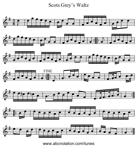 Scots Grey’s Waltz - staff notation