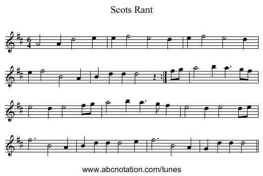 Scots Rant - staff notation
