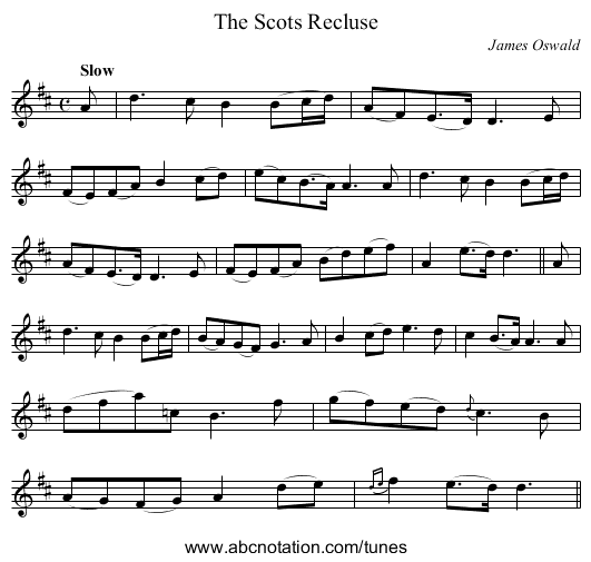 Scots Recluse, The - staff notation