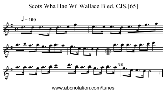 Scots Wha Hae Wi' Wallace Bled. CJS.[65] - staff notation