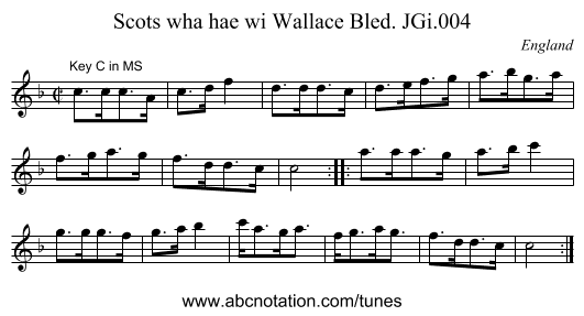 Scots wha hae wi Wallace Bled. JGi.004 - staff notation