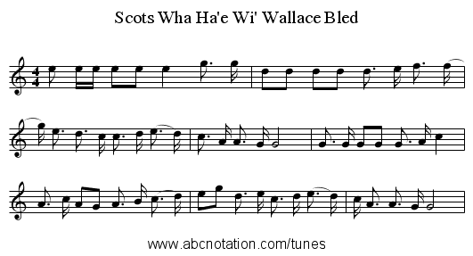 Scots Wha Ha'e Wi' Wallace Bled - staff notation