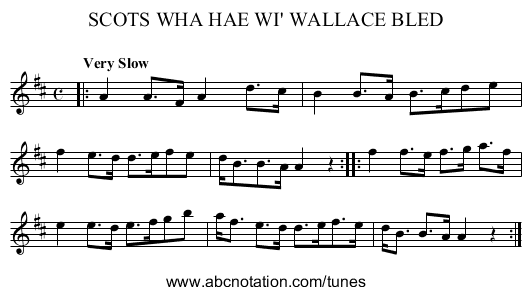 SCOTS WHA HAE WI' WALLACE BLED - staff notation