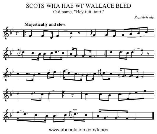 SCOTS WHA HAE WI' WALLACE BLED - staff notation