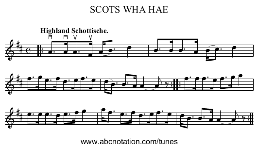 SCOTS WHA HAE - staff notation