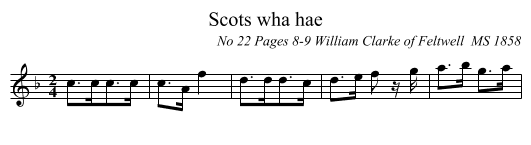 Scots wha hae - staff notation
